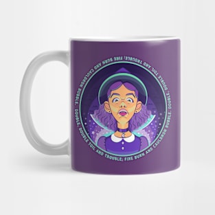 Witch, lit from potion below - 3 Mug